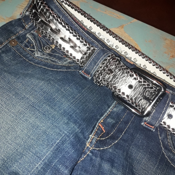 Genuine Leather Vintage Belt Metallic Woven Braid main image 7